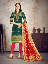 Teal Banarasi Art Silk Woven Salwar Suit